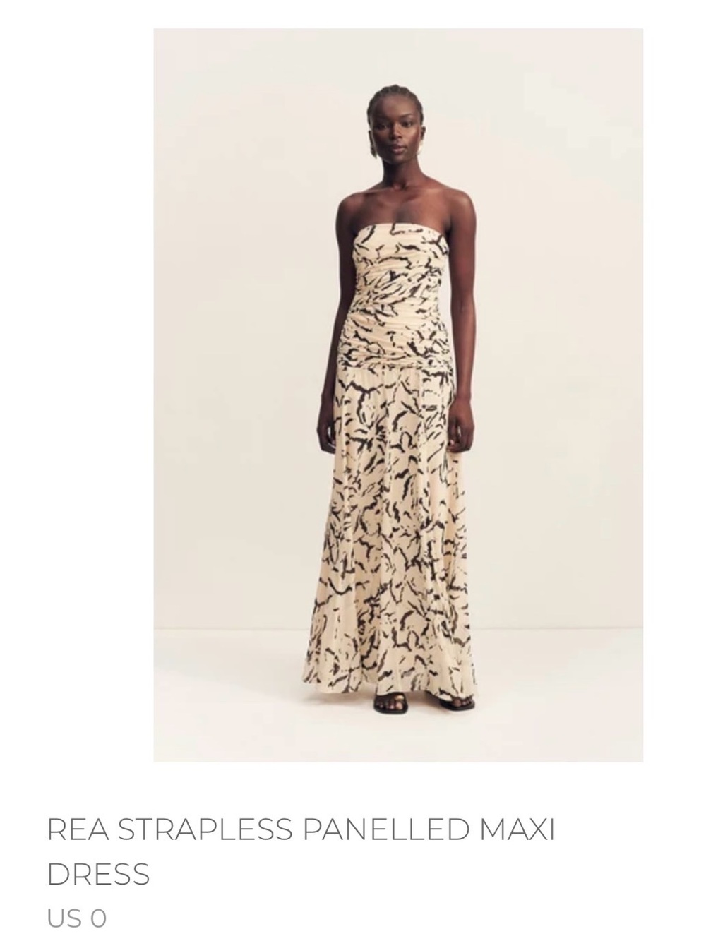 Shona Joy Strapless Panelled Maxi Dress in Cream and Black